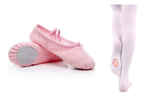 Zapatillas Media Punta Y Mallas Blancas De Ballet Para Niña 