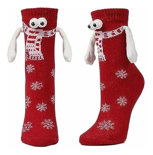 2 Pares / Navidad Calcetines De Pareja Con Manitas De Iman