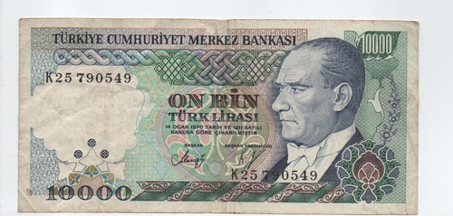 Bankasi 10000 On Bin Turk Lisari Billete