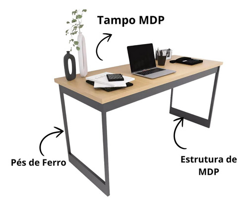 Mesa Estudo Resistente Escritório Cadeira Preta Gruvyer