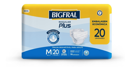 Imagem 1 de 5 de Fralda Bigfral Regular Plus Tamanho M - 20 Unidades