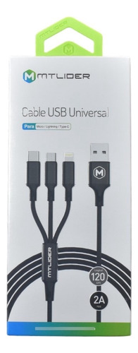 Cable Usb Universal Para Micro-lightning-tipo C 120 Cm