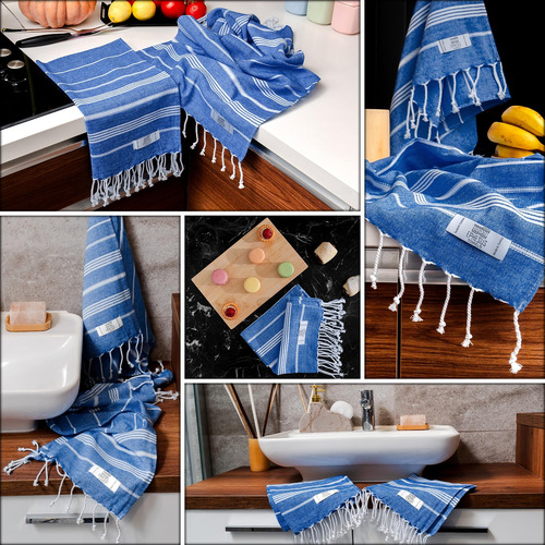 Toallas De Mano Ephesus Towels Sultan Oil Blue, 18 X 30 Cm,