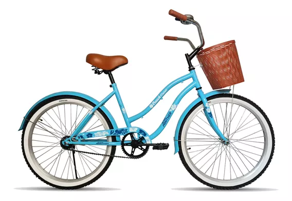 Bicicleta Vintage Cruiser Rodada 24 Con Canasta Y Timbre