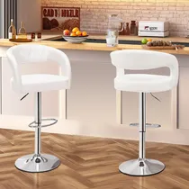 Comprar Juego De 2 Taburetes De Bar Giratorios Ajustables Blancos