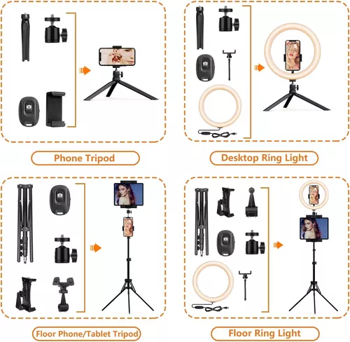 Aro de Luz con Trípode 72, PEYOU [con Soporte para Tablet] 12'' Anillo de  Luz con