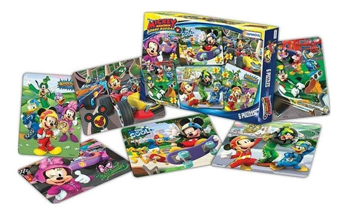 6 Puzzles Progresivos Mickey Aventura Sobre Ruedas Tapimovil