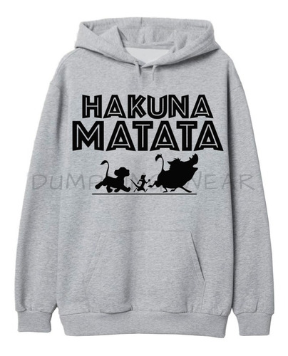 Buzo Canguro Hakuna Matata Hoodie Doble Friza Mujer Hombre