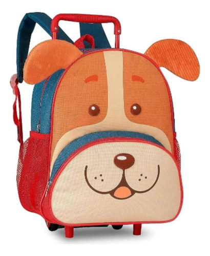 Mochila Rodinhas Cachorro Vermelho Infantil Pets 13'' - Clio