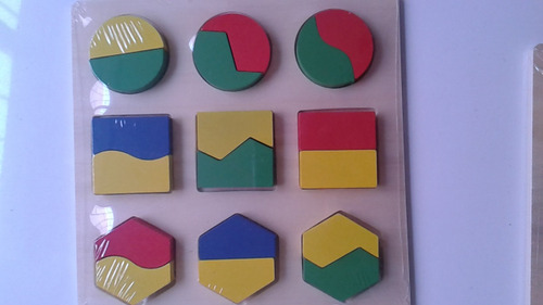 Pack De 10 Encajes, Figuras Geometricas De Madera