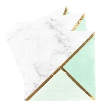 Servilletas Premium Blanco Y Turquesa, 16.5 Cm, 20u