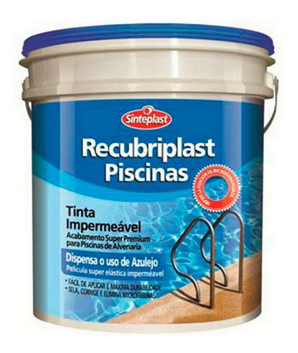 Tinta Impermeabilizante Azul Piscina 3,6l Recubriplast.