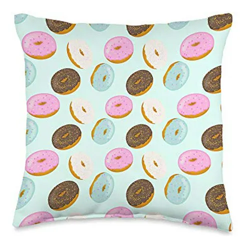 Cojín Multicolor Con Diseño De Donas Azules