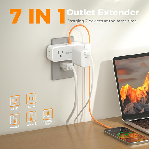 Extensor De Salida Múltiple Con Usb C Y Puertos Usb