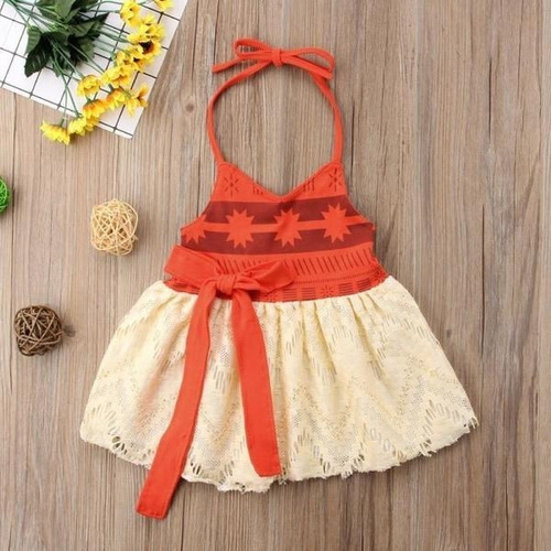 Imagem 3 de 7 de Fantasia Vestido De Festa Infantil Princesa Moana Bebê