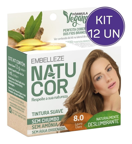Kit Tinta De Cabelo Natucor Nat Deslumbrante Louro Claro 8.0