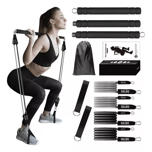 Barra Pilates -Material Gimnasio en casa - Bandas de Resistencia - Kit  Fitness en casa - Bandas elasticas musculacion 