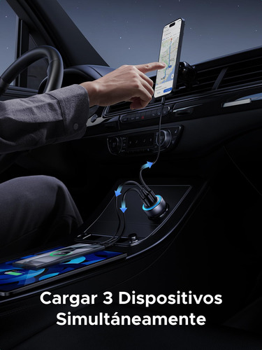 Cargador Auto Carga Rápida 3 Puertos Usb C Y Usb A