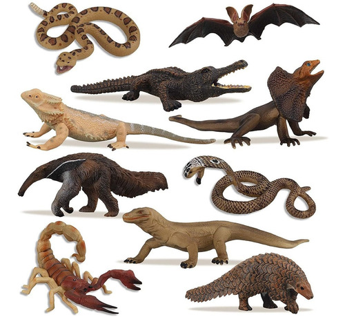 Toymany  Juego De 10 Figuras De Animales De Reptiles Tr...