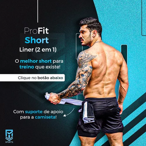 Short Liner 2 Em 1 Fitness - Dry Fit E Térmico