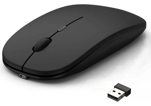 Mouse Inalámbrico Recargable Con Bluetooth Negro