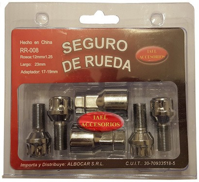 Imagen 2 de 12 de Seguro Rueda Antirobo 4 Bulones 8 Iael Fiat Mobi 16/18