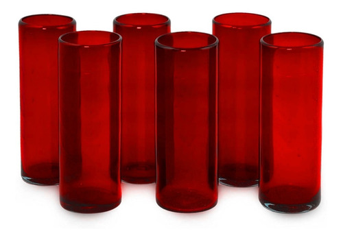 Set De 6 Vasos Highball - De Vidrio Soplado Con Color Sólido