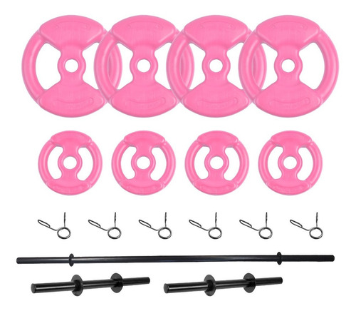 Imagen 1 de 3 de Kit Set Pesas Tipo Body Discos C/ Agarre 24kg Barra 2 Mancue