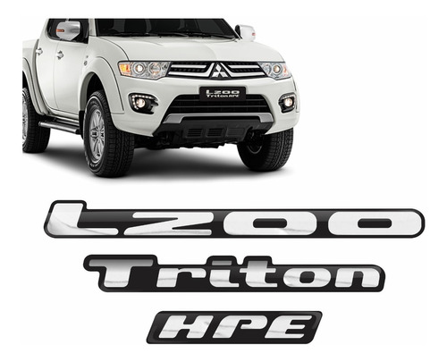 Kit Emblema Adesivo Resinado Mitsubishi L200 Triton Hpe