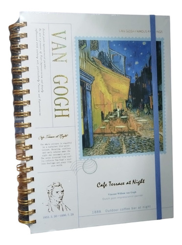 Libreta Cuaderno B5 Van Gogh Cuadro Chico Journal 120 Hojas Terraza De Café Por La Noche