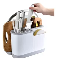 Comprar Organizador De Cocina Porta Cuchillos Cubiertos Tapas Gris