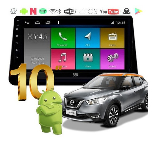 Imagem 1 de 5 de Multimidia Kicks Android 4k Tv Winca Bt Wifi Cam Frontal