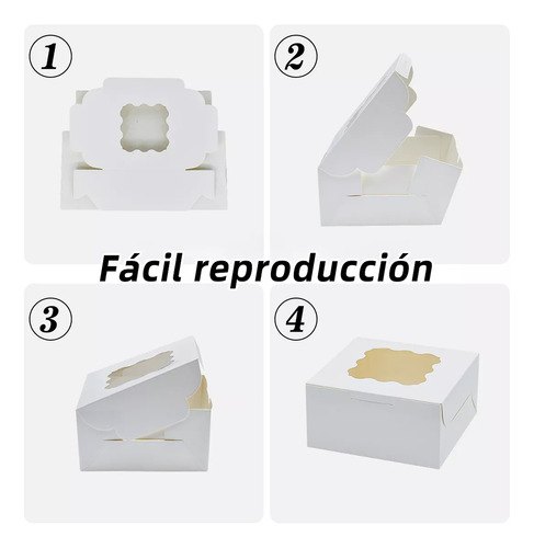 50 Caja Carton Ventana Pastel Regalo Boda 15.2x15.2x7.6 Cm