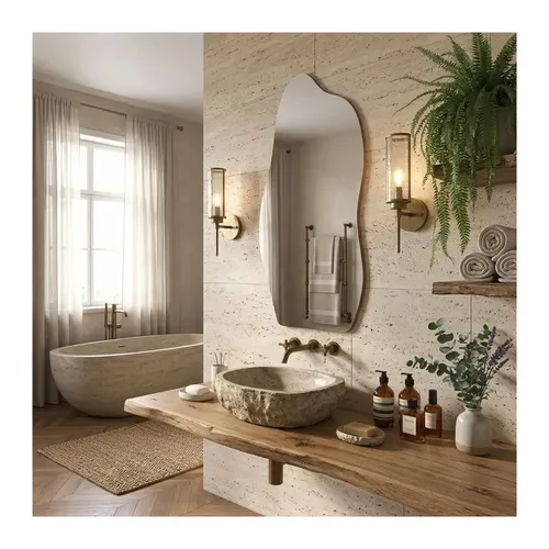 Espelho Orgânico 90x40 Retrô Decorativo Quarto Closet Banheiro Lapidado