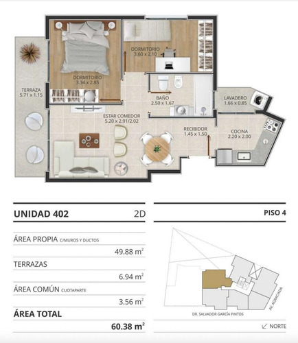 Imagen 15 de 21 de Dos Dormitorios, Terraza, Amenities.