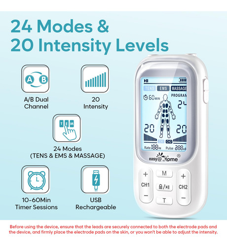 Unidad Electrónica Tens Easyhome Ems 24 Modos 20 Intensidade