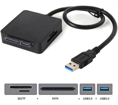 Lector De Trajetas De Memoria Sd/tf / Sata + 2 Puertos Usb