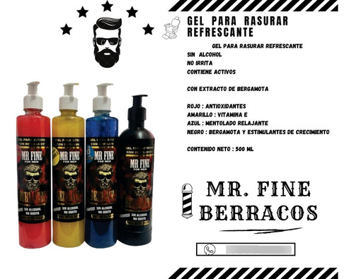 Gel Para Rasurar Refrescante Mr. Fine Berracos 1 Pieza