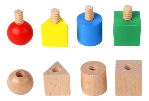 8 Piezas De Juguete De Estaca De Tuercas Y Pernos De Madera,