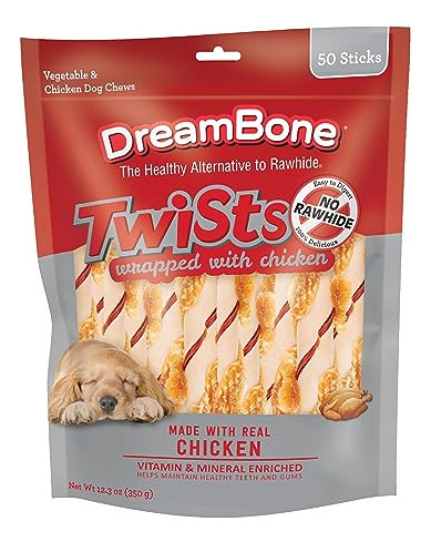 Dreambone Twist Sticks, Envueltos Con Pollo Real, Masticable