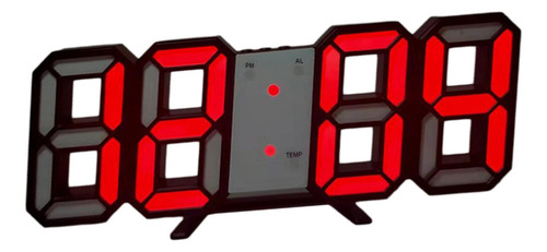 Relógio De Mesa Despertador Digital Grande Preto E Vermelho
