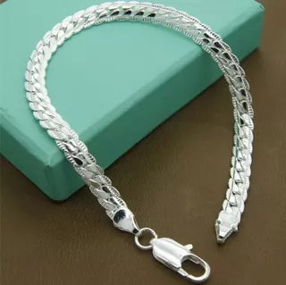 Pulsera De Brazalete De Cadena Serpiente Unisex Plata S925