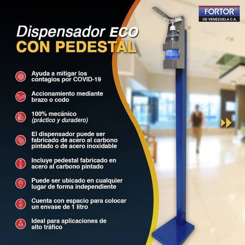 Dispensador De Gel Antibacterial Eco, Covid19, Bioseguridad.