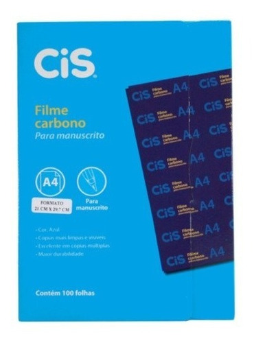 Papel Carbono A4 Filme Cis Azul - Cx C/ 100 Folhas