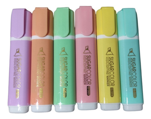 Imagen 2 de 5 de Resaltador Highlighter Marcador Colores Pasteles Set X 6