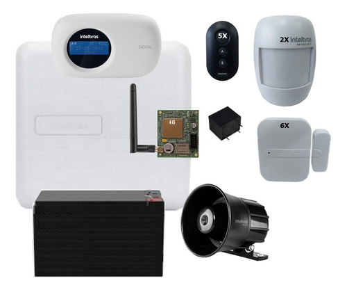 Kit Alarme Intelbras Amt 2018e Smart 3g 6 Sensor Porta 2 Ivp