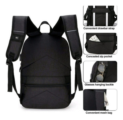Moxue Mochila Antirrobo Mochila Impermeable Para Portátil De 15,6i Color Negro