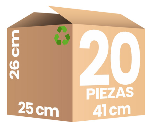 20 Cajas De Cartón Mediana (41x25x26 Cm) Envíos, E-commerce (Reacondicionado)