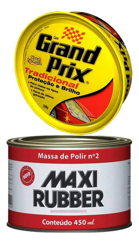 Massa De Polir Nº2 490g Maxi Rubber+cera Polir Grand Prix