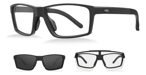 Óculos Hb Presto 2.0 Clip On Matte Black Gray Photocromic Armação Cinza / Preto Fosco
